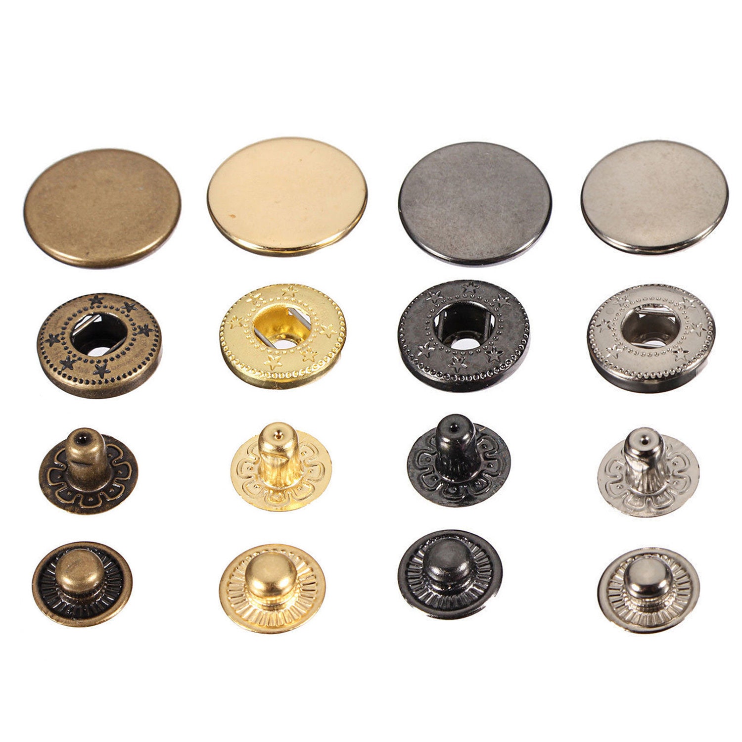 12mm S Spring Press Studs 4 Part Snap Fastener Poppers Button Etsy