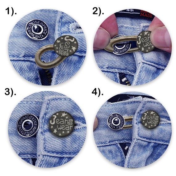 2Pcs Pants Extenders Snap Button Reusable Easy to Use Waistband Extenders  for