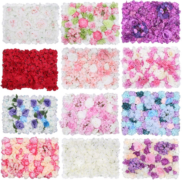 Silk Flower Panel Artificial Flower Panel Wall for Backdrop Photography Wedding Wall Decor, Party, Photography Background