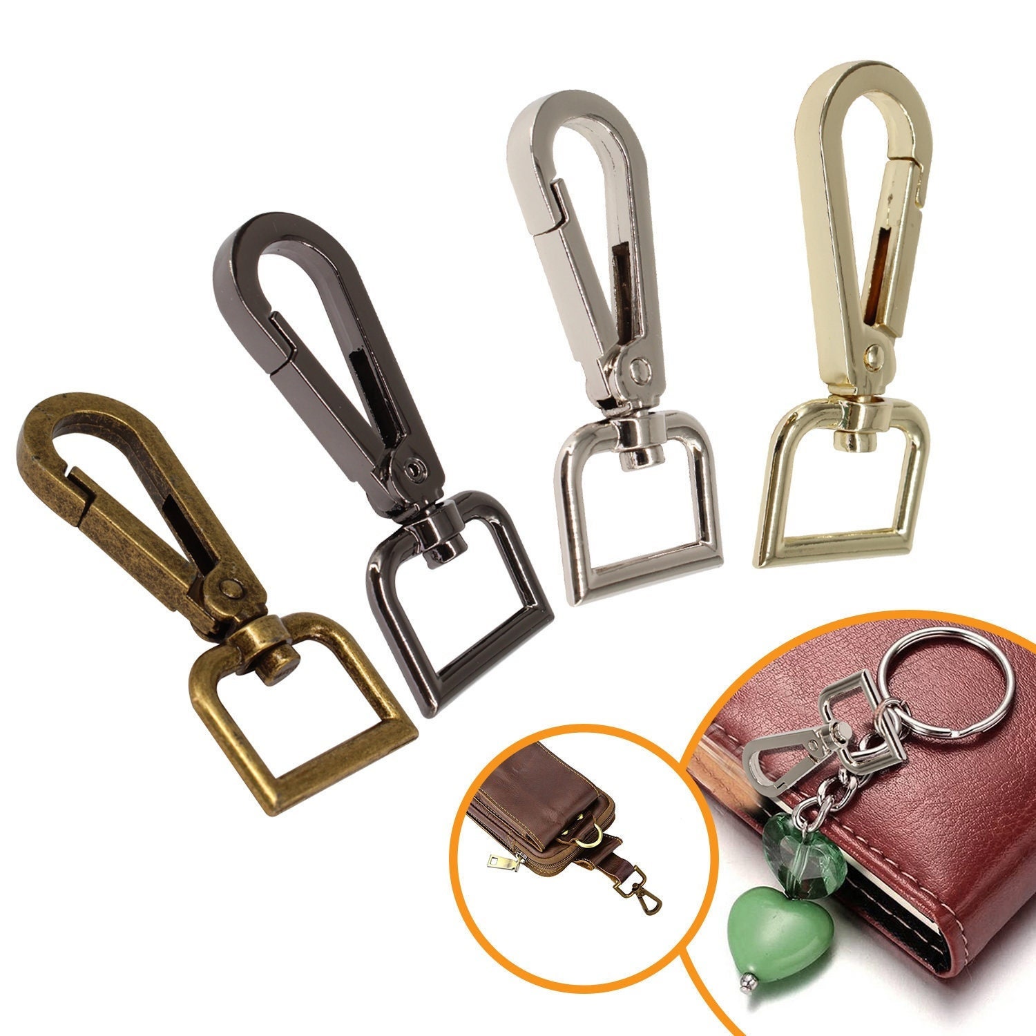 Specialist ID Premium Metal Lobster Claw Clasps with Wide inch D Ring and 360 Swivel Snap Clasp Trigger ID / Key Clip (6920-2360)