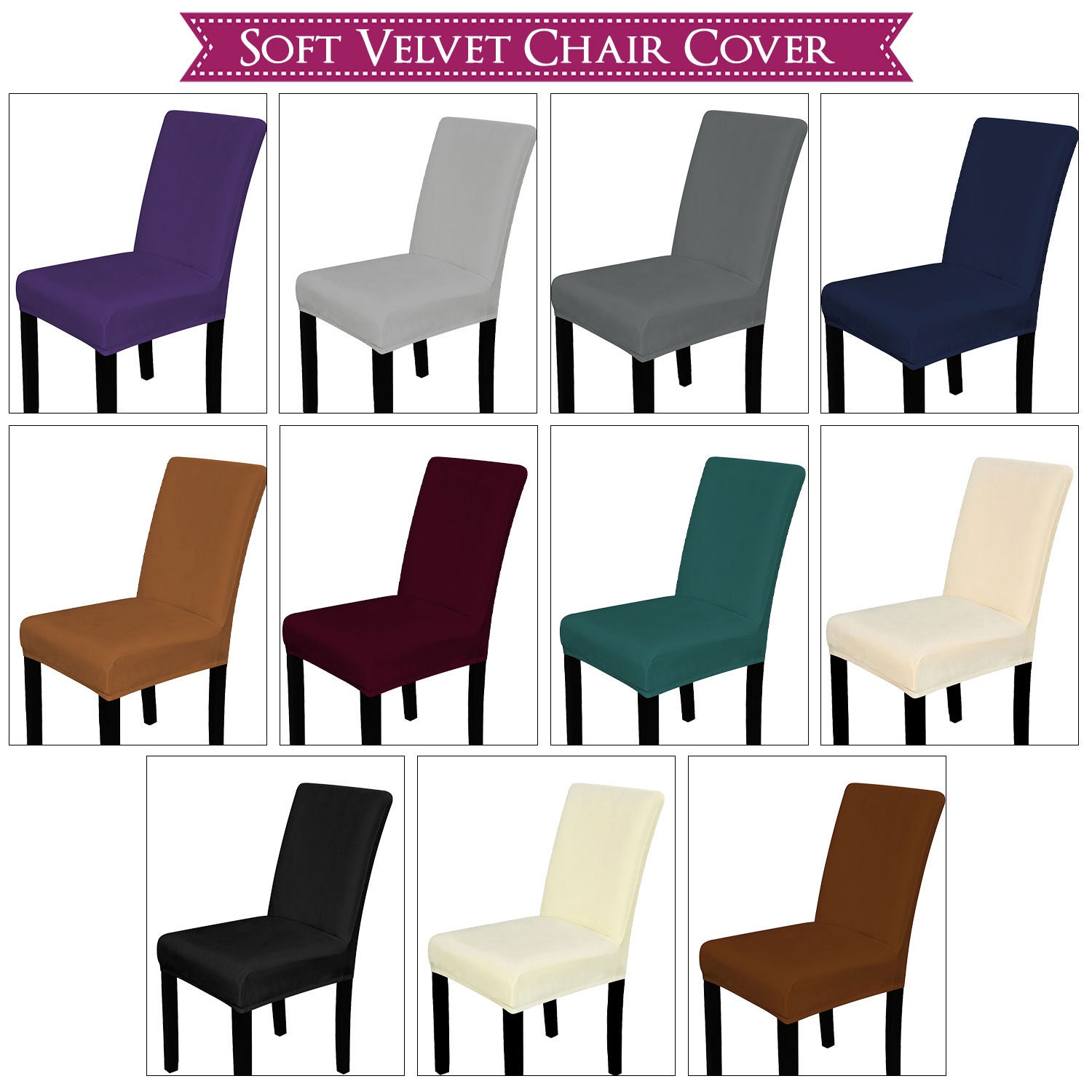 RDTRAVEL Thick Velvet Chair Cover Dining Chair Slipcover Elastic Stretch Chair Cover Case 