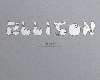 Aangepaste naamkunst: bowlingalfabet (niet ingelijst)