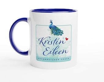 Keramische mok van 11 oz met Kristin Eileen, DreamBuilder Coach-logo