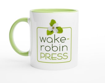 11oz keramische mok met Wake-Robin Press-logo