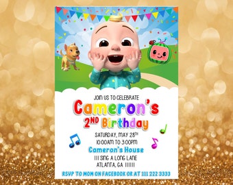 Matching Party Hat also available. ideal photo prop for 1st /& 2nd Birthdays Handmade Cake Smash Romper Cocomelon Baby JJ Birthday Outfit
