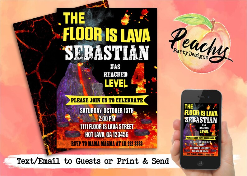The Floor is Lava Invitation Etsy