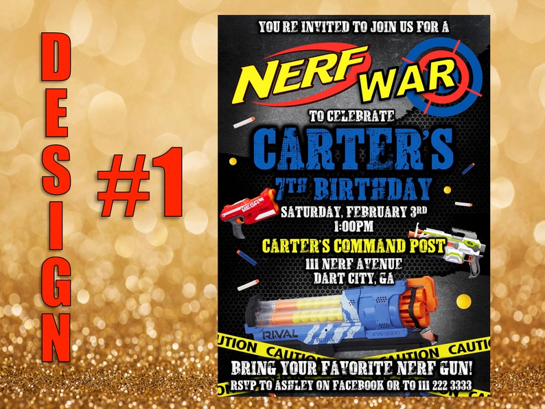 Nerf Party Invitation Etsy