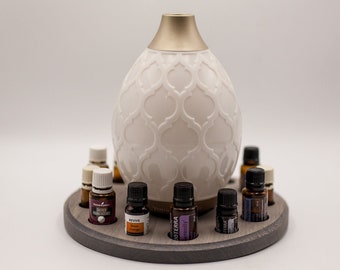 Handmade Round Essential Oil Diffuser Stand, Essential Oil Holder, Starter Kit Organizer and Gift