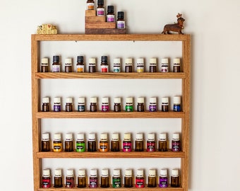 Handmade Solid Oak Essential Oil Organizer, Essential Oil Shelf, Large Essential Oil Wall Holder