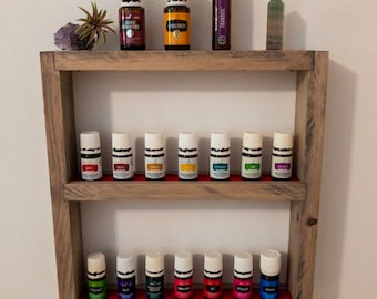 Etherische olie wandplank | Kleine houten wandopberger voor 14-20 flessen | Nagellakrek | Handgemaakte opberger voor wandmontage
