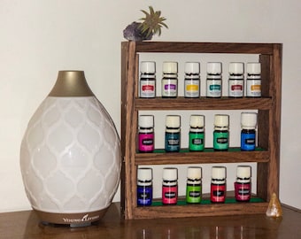 Handmade Essential Oil Shelf, Small Wood Shelf, Solid Oak Organizer and Wall Display