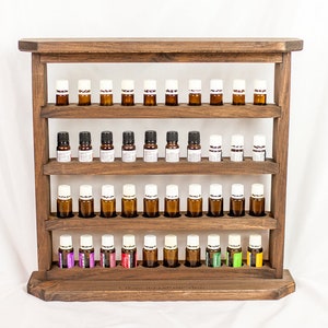 Essential Oil Shelf | Large Wood Wall Organizer for 40 Bottles | doTERRA Young Living Storage | Handmade Essential Oil Rack