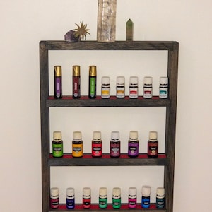 Handmade Essential Oil Shelf, Medium Wood Holder, Rustic Wall Shelf, Essential Oil Organizer and Storage