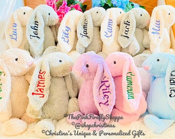 Bunny Personalized 16" Tall | Embroidered Easter Bunny | Easter Bunny Personalized | One or Both Ears Personalized