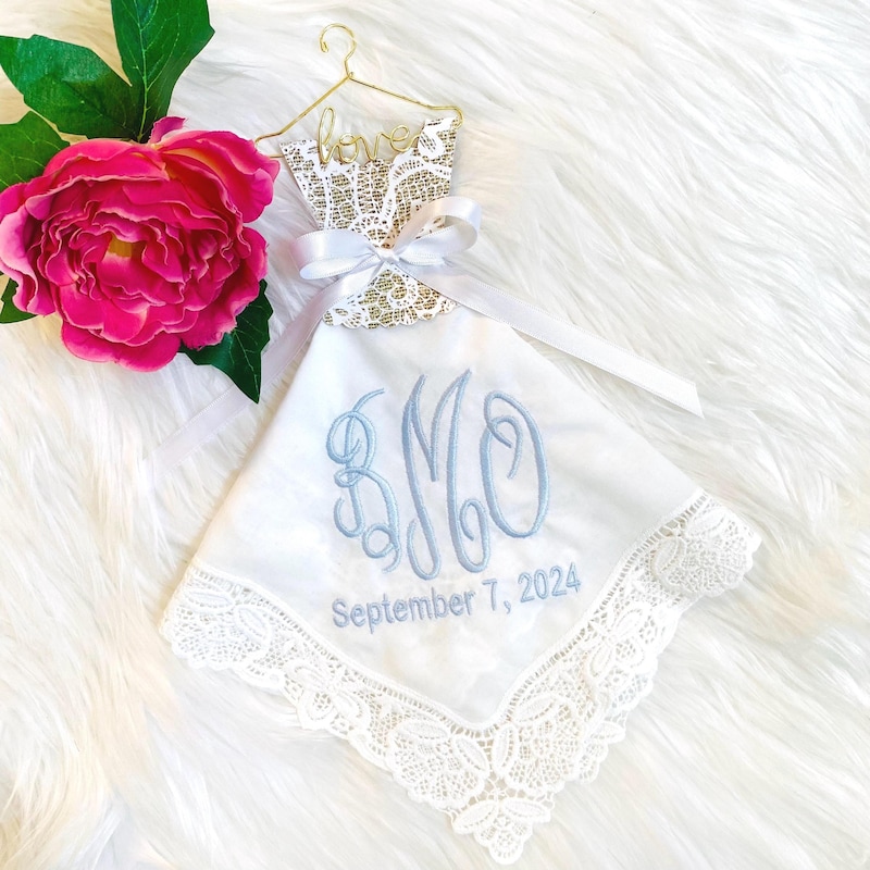 Embroidered Bridal Handkerchief | Wedding Handkerchief | Handkerchief Wedding Personalize | Personalized Bridal Handkerchief
