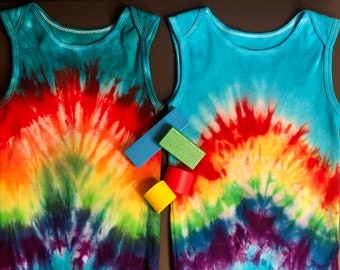 24 months Amazing Rainbow Tie Dye sleeveless bodysuits tanks twins