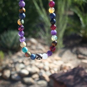 Assortment of Gem Stones: Tourmaline ,Turquoise ,Tiger Eye, Lapis, Agate,  sterling clasp 24 inch length all natural and quality gem stones.