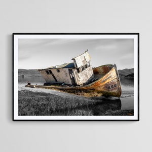 California Photography Art - Point Reyes - Abandoned Ship:  &quot;Battered Boat&quot;