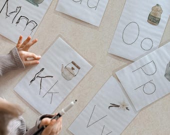 Baking ABC Tracing Cards | Kitchen Vocabulary Alphabet Practice | Preschool Homeschool Printable PDF