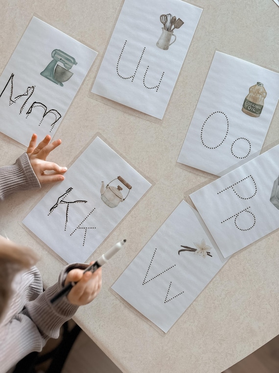 Baking ABC Tracing Cards | Kitchen Vocabulary Alphabet Practice | Preschool Homeschool Printable PDF