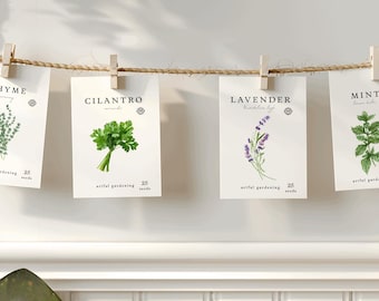 Vintage Herb Seed Packet Banner | Locally Grown Baby Shower Decor | Garden Theme Baby Shower | Digital Download