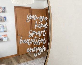 You are kind, smart, beautiful, enough | mirror self affirmations vinyl decal | affirmation wall art | affirmation cards affirmation sticker