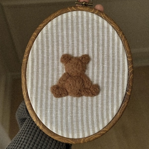 Embroidered teddy bear wall decor for nursery | gender neutral nursery decor