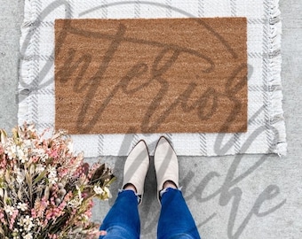 Doormat Mockup: Farmhouse Style Flat Lay (PNG File)