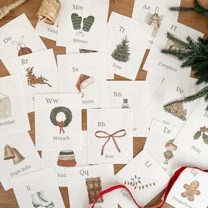 cartões de alfabeto de natal para crianças | presentes para crianças pequenas | atividade de educação domiciliar | flashcards abc | recurso de educação domiciliar para impressão para download instantâneo