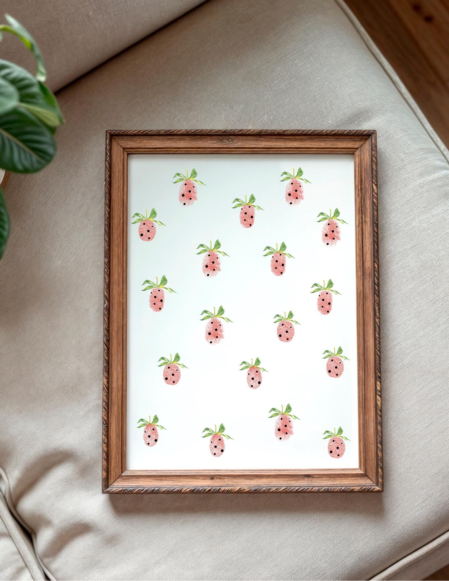 Strawberry Fingerprint Art Keepsake, Kids Thumbprint Craft,…