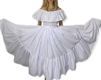 PuertoRico Boricua Bomba y Plena Colombian Cumbia Currulao Traditional Folkloric Tipico Wide Dancing Dress Skirt and Top