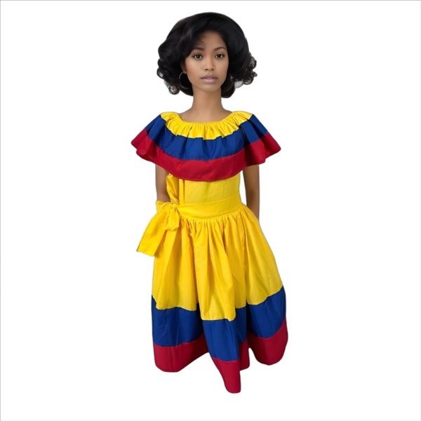 Colombian Traditional Dress for Girls - Yellow