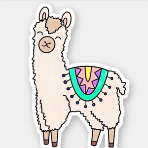 cartoon cute llama alpaca simple design South American animal