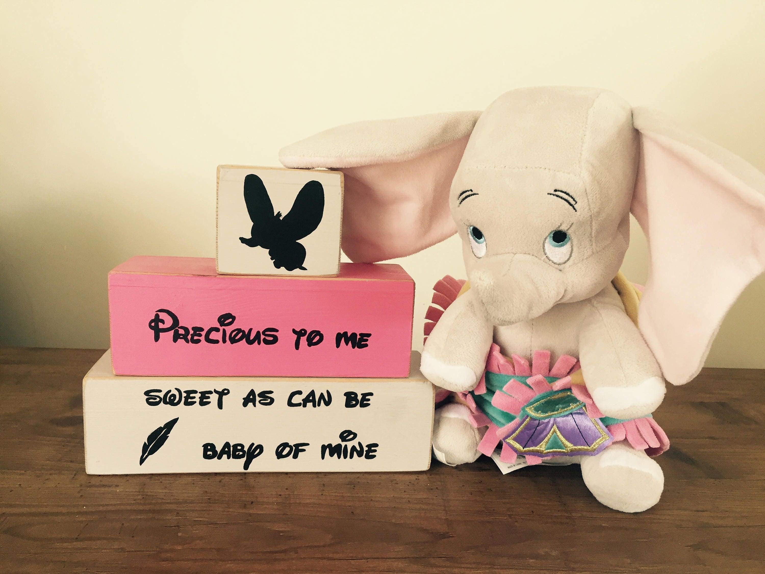 Handmade Disney Baby Gift Newborn Blocks Personalised Dumbo Etsy