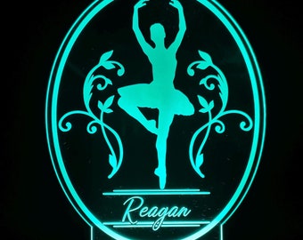 Custom ballerina Gift, custom name ballet LED lamp, nightlight