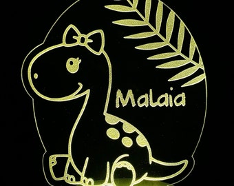 Dinosaur led lamp, Personalized Nightlight, gift for girl, engraved name gift custom