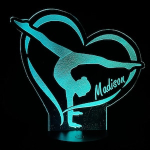 Custom gymnastics Gift LED lamp name nightlight design for gymnast light up engraved with remote