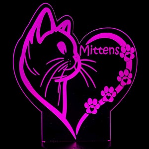 Personalized cat gift, custom pet name lamp, kitty LED Night light