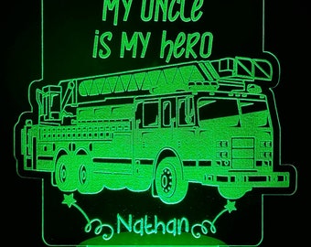 Personalized Fire Truck LED Night Light: Emergency Responder Gift