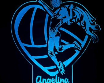 Personalized Volleyball LED Lamp: Engraved Name Night Light
