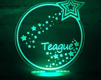 Personalized Star LED Night Light: Engraved Name Lamp with Remote