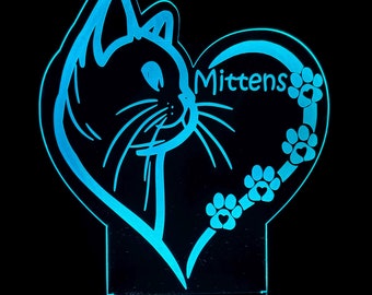 Personalized cat gift, custom name lamp, LED Night light