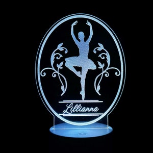 Personalized ballerina ballet Gift LED lamp name nightlight design light up engraved LED custom night table color with remote