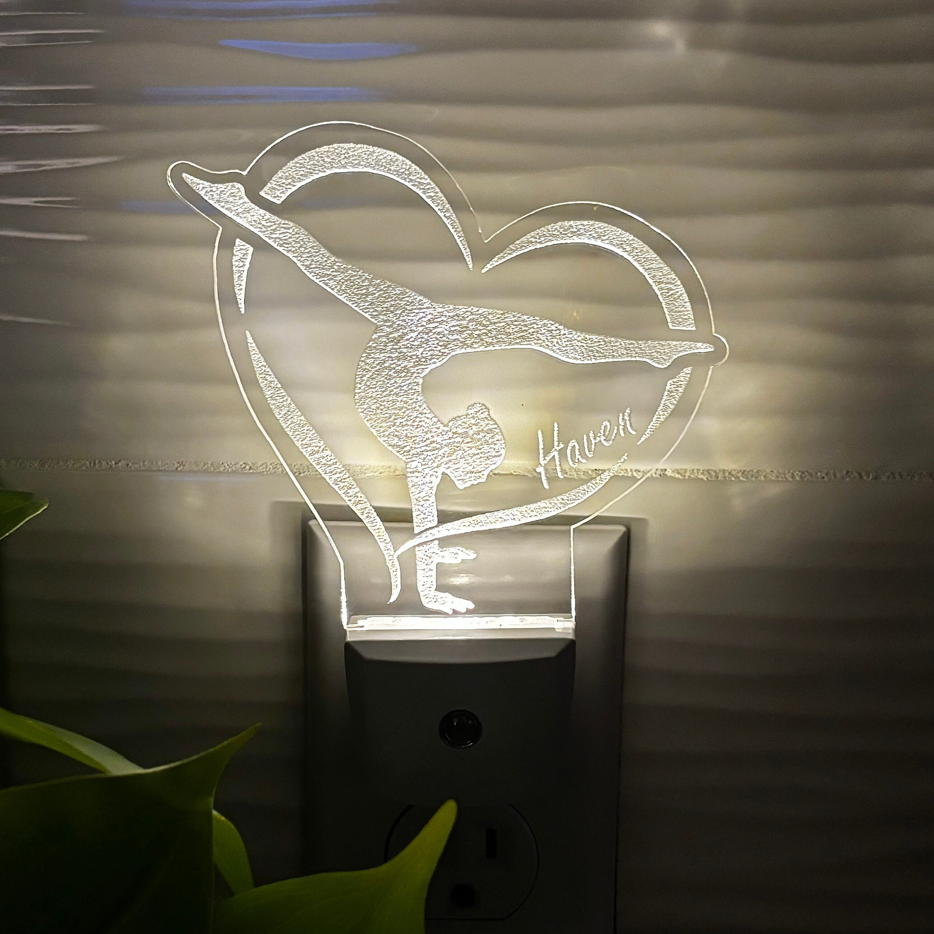 Personalized Gymnastics Night Light: Engraved Name LED Wall Decor