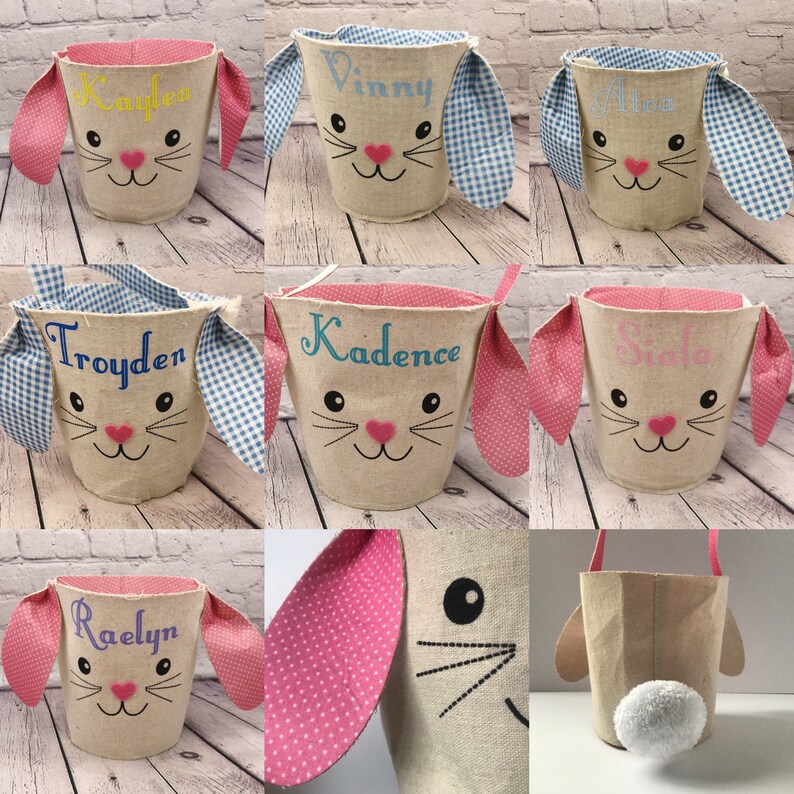 Personalized Easter Basket Bunny Basket With Tail Canvas Etsy
