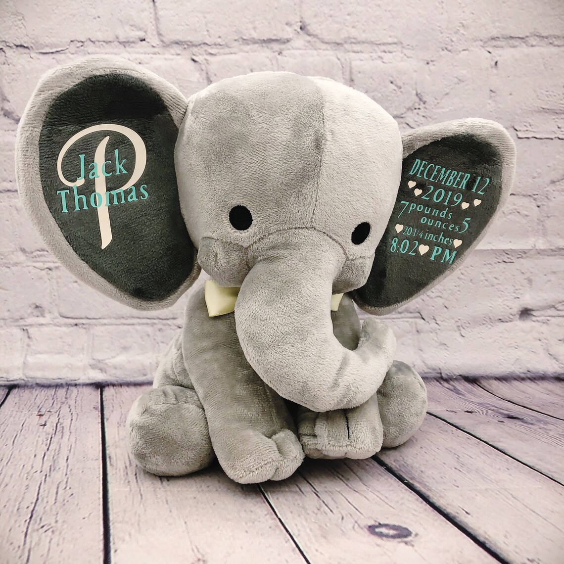 Baby boy Stuffed animal Birth announcement elephant birth Etsy