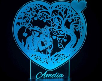 PersonalizedHorse and Girl LED Lamp: Engraved Name Night Light