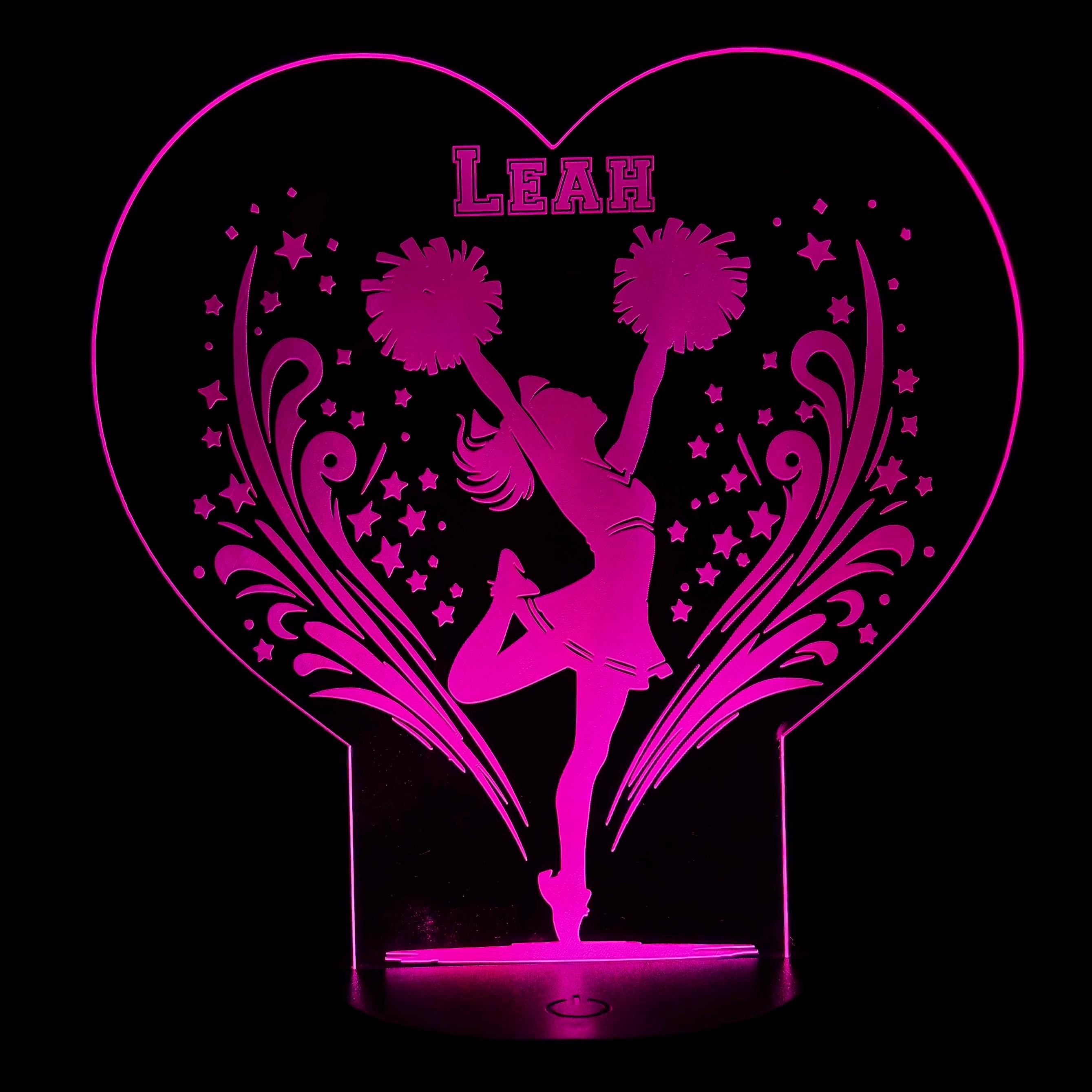 Personalized Cheerleading LED Lamp: Engraved Name Night Light - Etsy