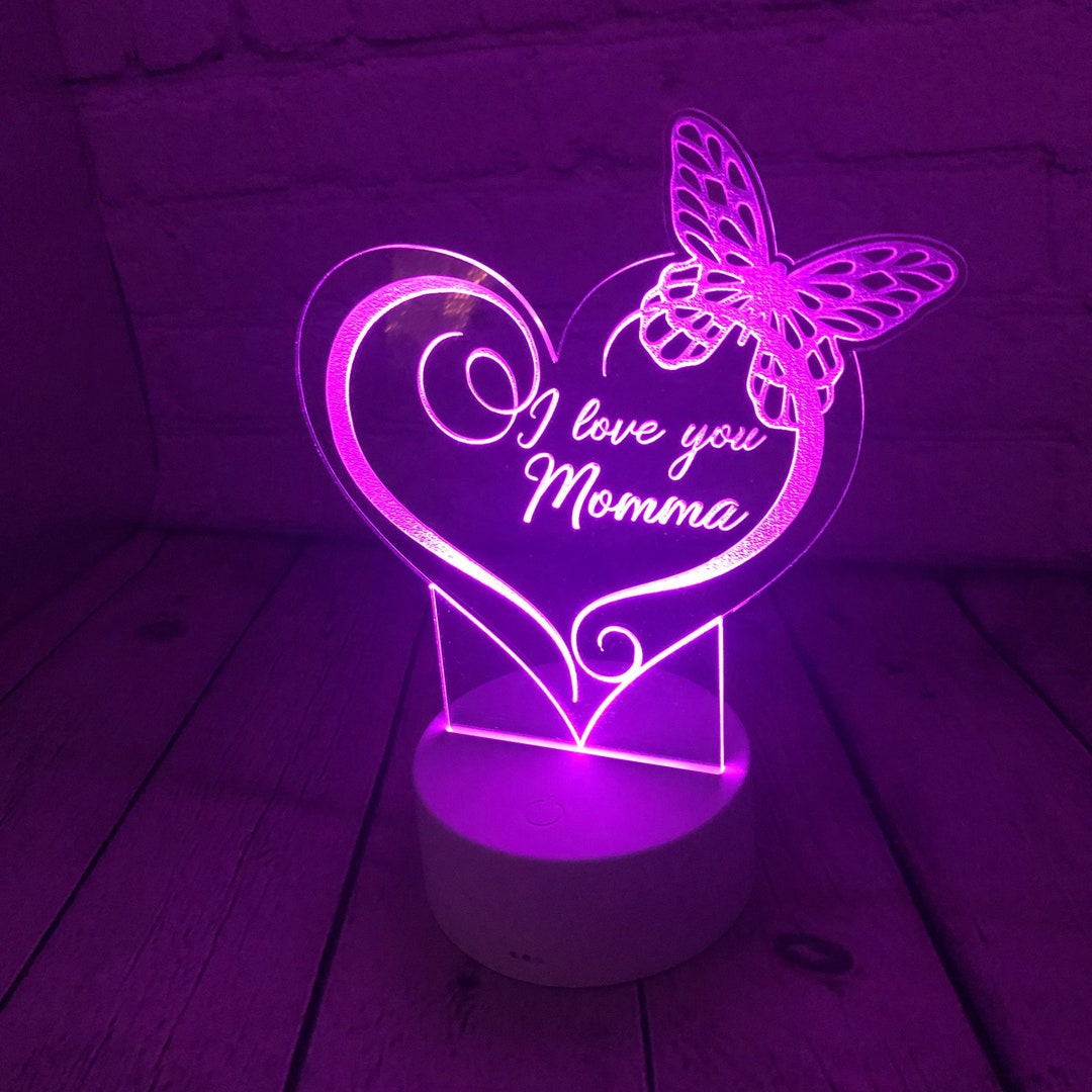I Love You Night Light Name Gift Light up Led Lamp Engraved Personalized Name Custom Night Table