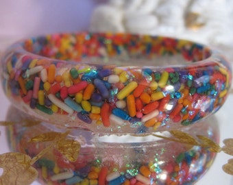 Rainbow Sprinkle Candy Glitter Epoxy Resin Bracelet Candy Jewelry Made to Order